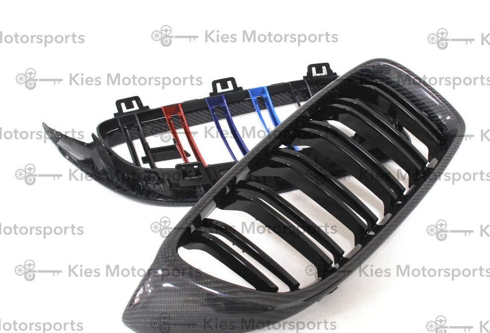 Kies-Motorsports Kies Carbon 2014-2020 BMW 4 Series (F32 / F33 / F36) M4 Style Carbon Fiber Kidney Grilles (Various Finishes) - Also Fits OEM F82 M4 & F80 M3