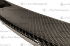 Kies Motorsports — close-up of carbon fiber trunk spoiler weave detail on BMW F32, showing fitment and edge alignment with trunk edge