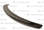 Kies Motorsports — top-down view of Kies Carbon M Performance style trunk spoiler on BMW F32 4 Series, highlighting the lip's profile and carbon weave