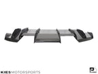 Kies Motorsports — close-up detail of 2014-2021 BMW M3 (F80) & M4 (F82 / F83) Varis Inspired Carbon Fiber Rear Diffuser Undertray