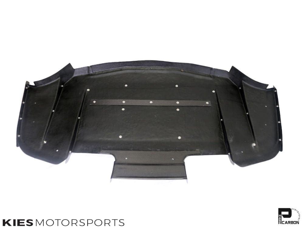 Kies Motorsports — installed on-vehicle shot of 2014-2021 BMW M3 (F80) & M4 (F82 / F83) Varis Inspired Carbon Fiber Rear Diffuser Undertray