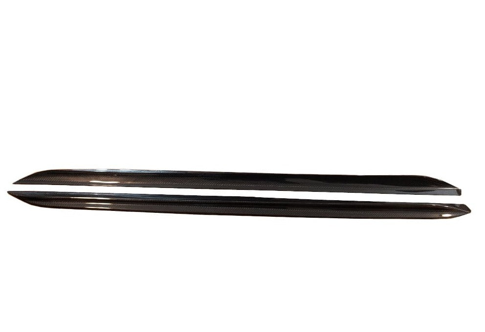 Kies Motorsports — performance-inspired carbon fiber side skirt extensions on BMW G20 3 Series, side profile showing full-length lower body enhancement Main image