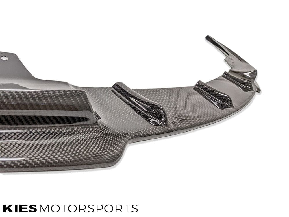 Kies Motorsports — side angle of G20 3 Series showing VSX carbon fiber front lip extension and ground clearance profile