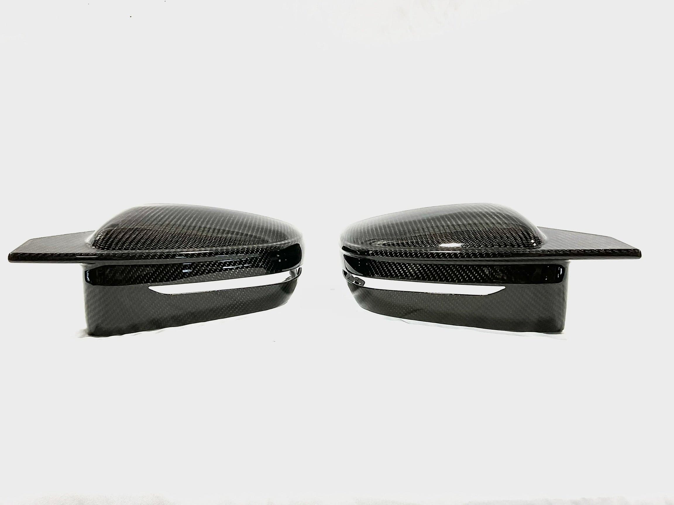 Kies Motorsports — side profile of 2019+ BMW 3 Series (G20) Bull Horn Style Dry Carbon Full Replacement Mirror Covers