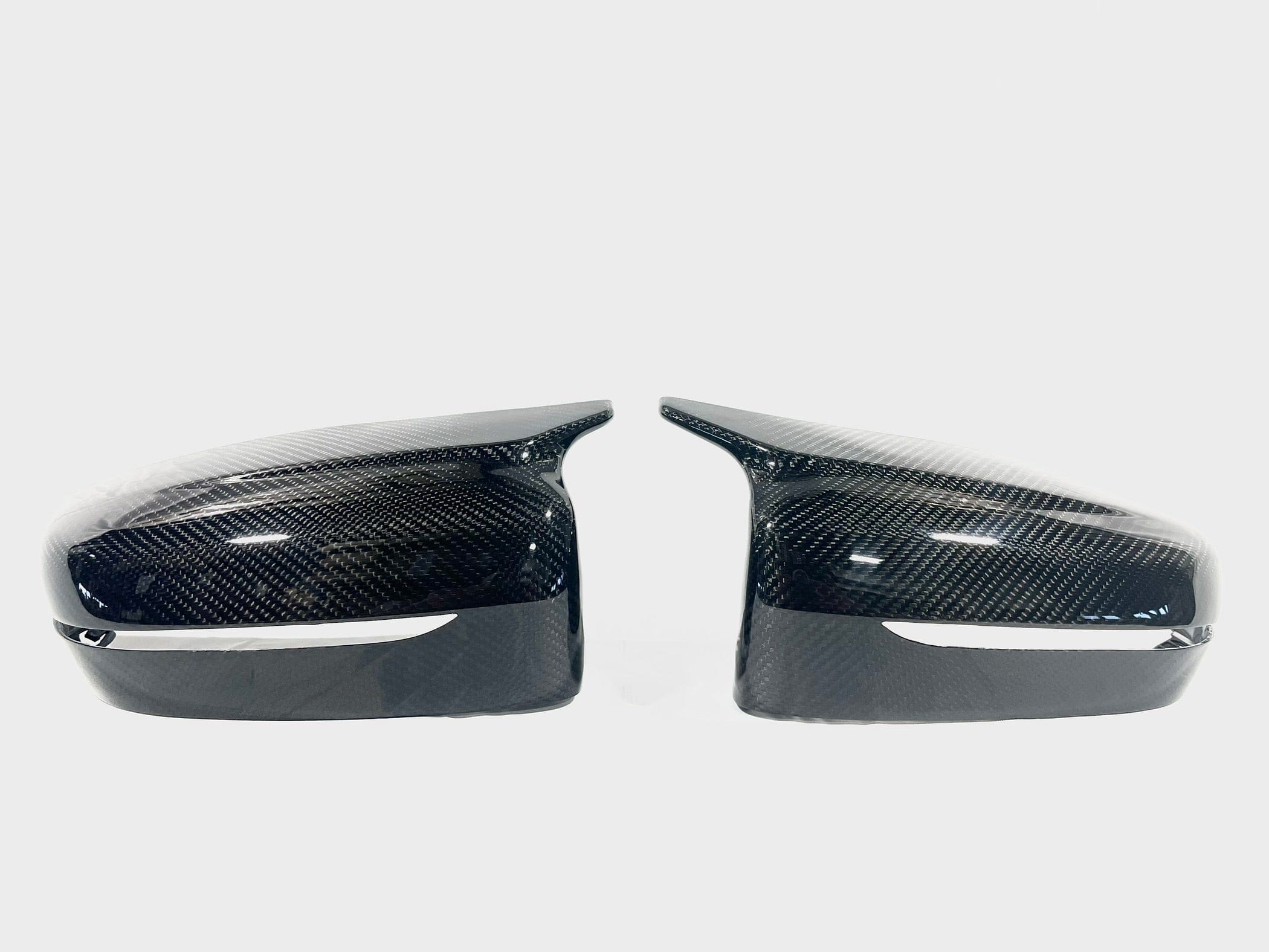 Kies Motorsports — front angle view of 2019+ BMW 3 Series (G20) M Inspired Dry Carbon Full Replacement Mirror Covers Main image