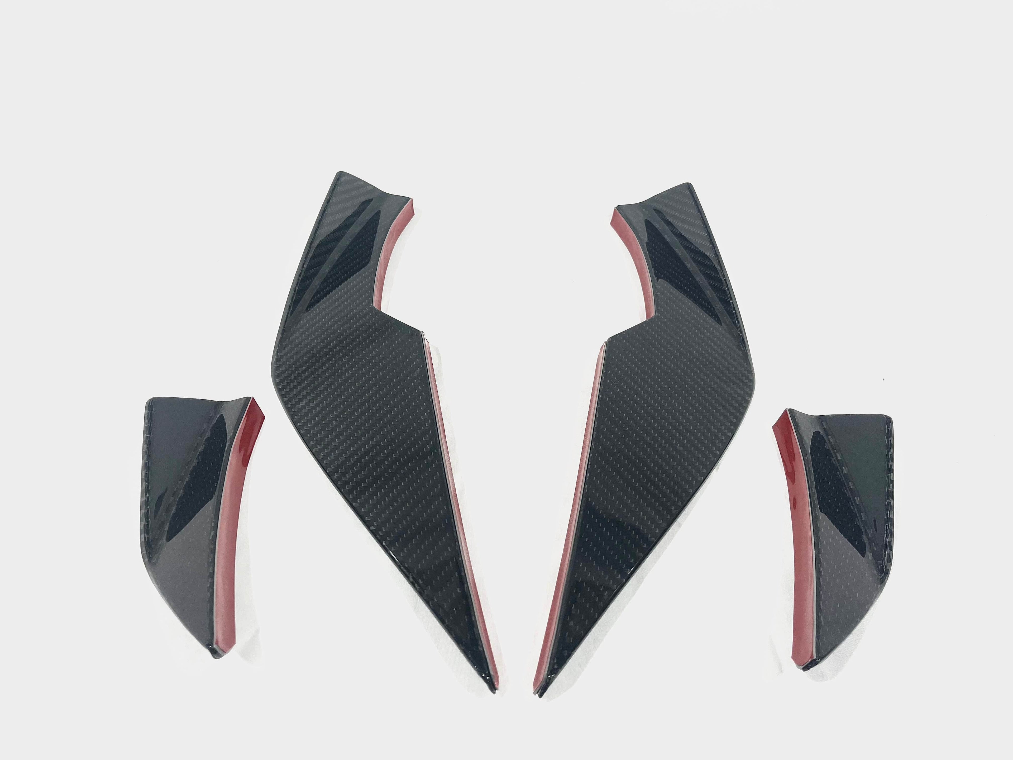Kies Motorsports — front angle view of 2020-2025 BMW M3 (G80) / M4 (G82 / G83) VS Style Dry Carbon Fiber 4pc Canard Set