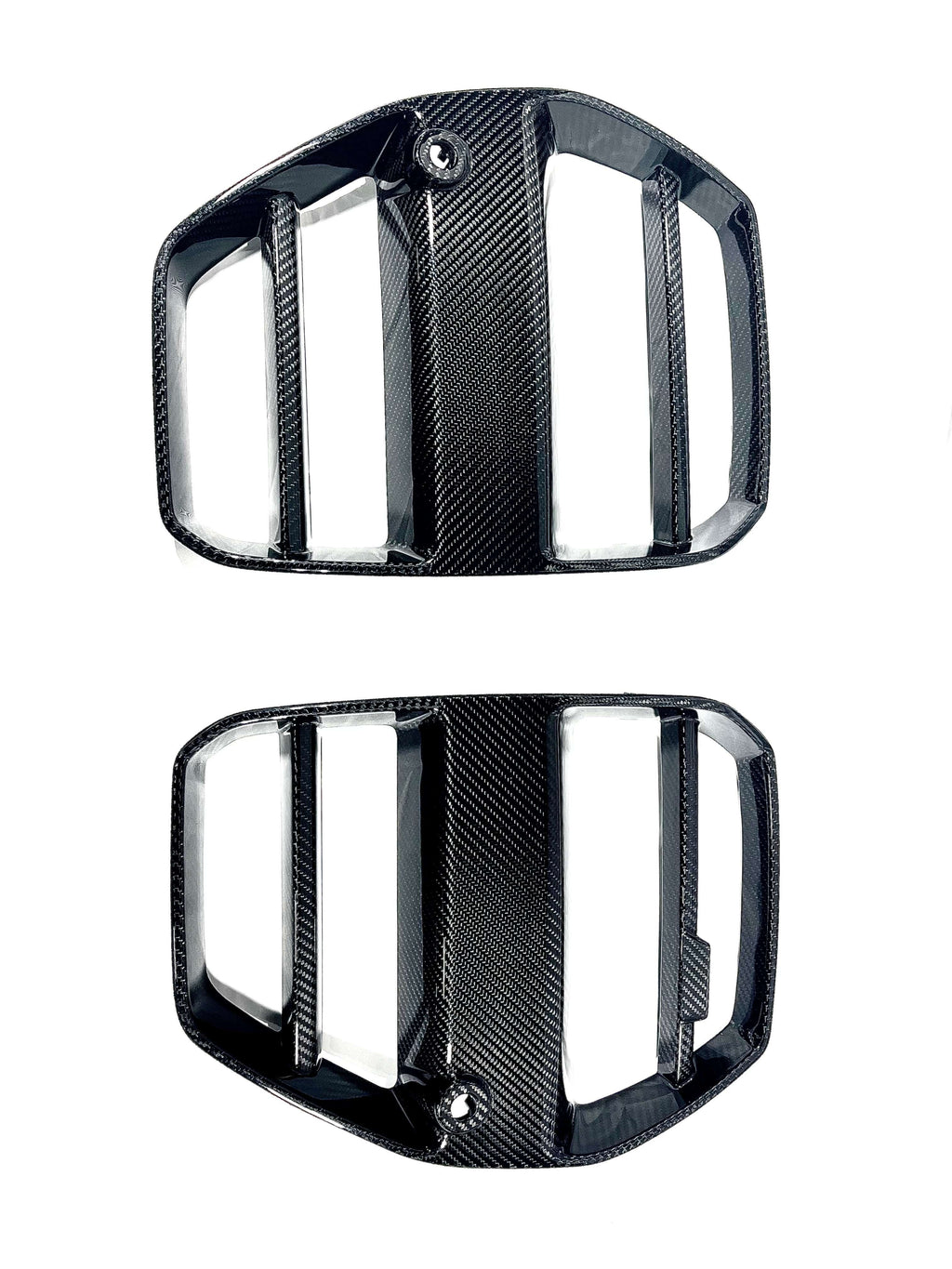 Kies Motorsports — installed on-vehicle shot of 2020-2025 BMW M3 (G80) / M4 (G82 / G83) Vorsteiner Inspired Dry Carbon Full Replacement Kidney Grille
