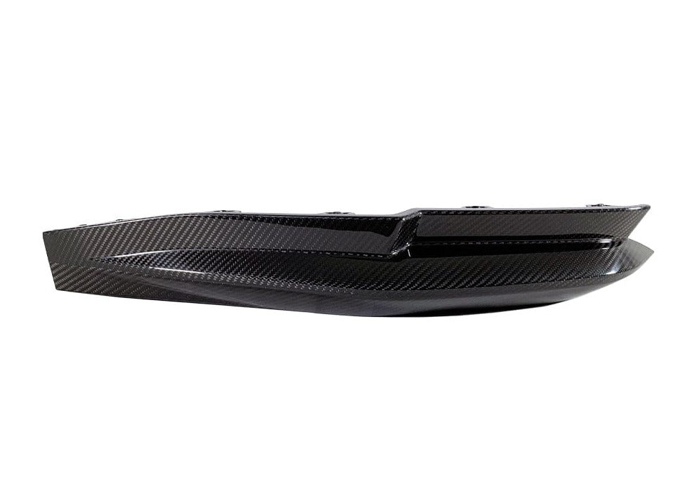 Kies Motorsports — close-up detail of 2020-2025 BMW M3 (G80) OEM Replacement Dry Carbon Fiber Rear Bumper Splitters