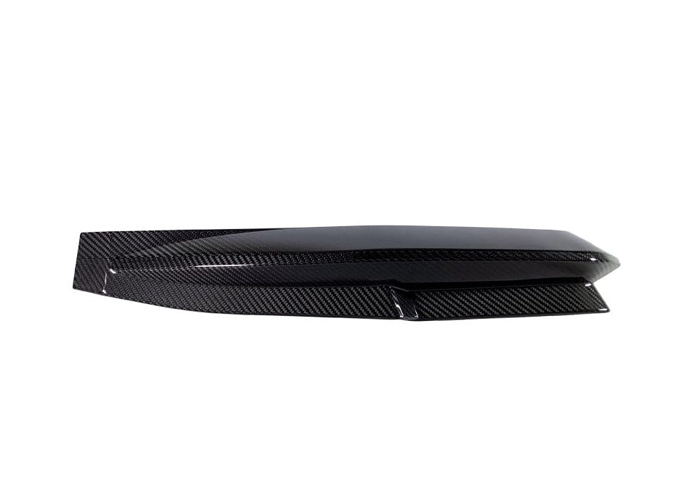 Kies Motorsports — rear angle view of 2021-2026 BMW M4 (G82 / G83) OEM Replacement Dry Carbon Fiber Rear Bumper Splitters
