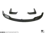 Kies Motorsports — M3 conversion M Performance style carbon fiber front lip on BMW F30 with M3-style bumper, front view showing aggressive wide-body stance