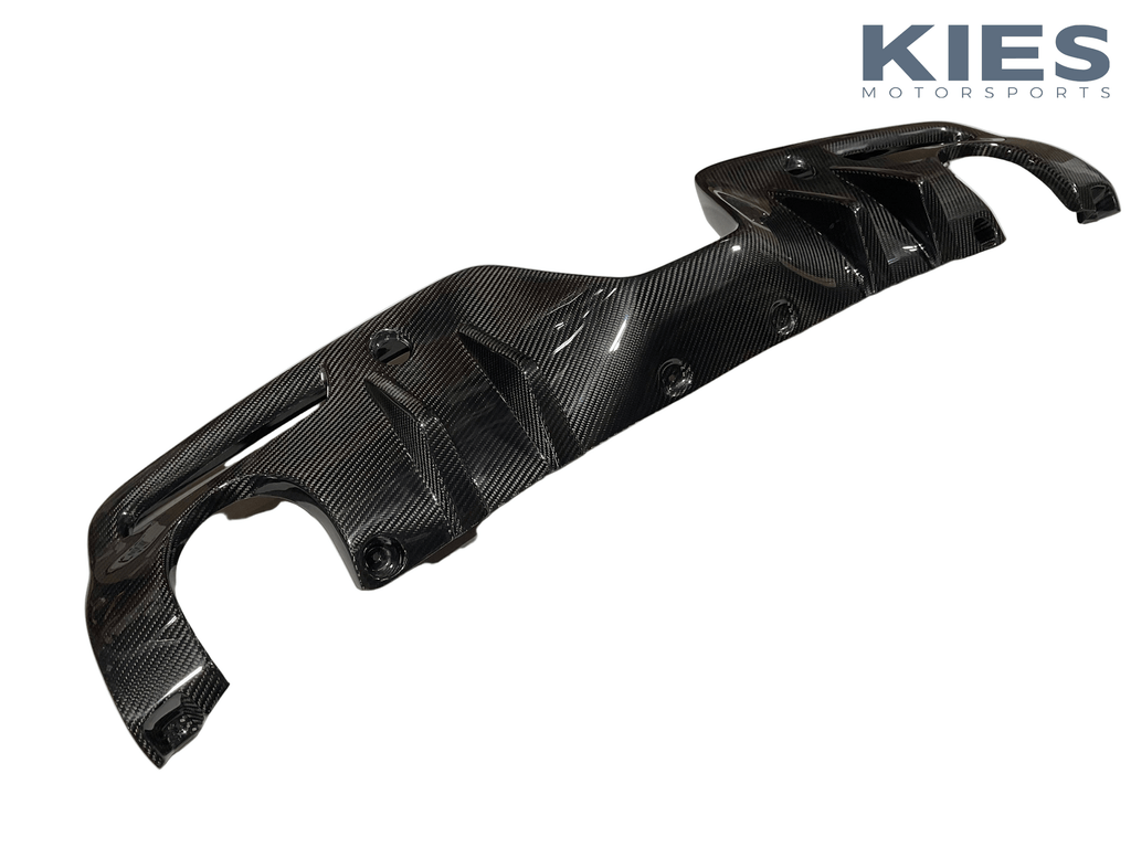 Kies Motorsports — close-up detail of Kies 2019+ Toyota Supra (A90) 1-Piece Carbon Fiber Rear Diffuser