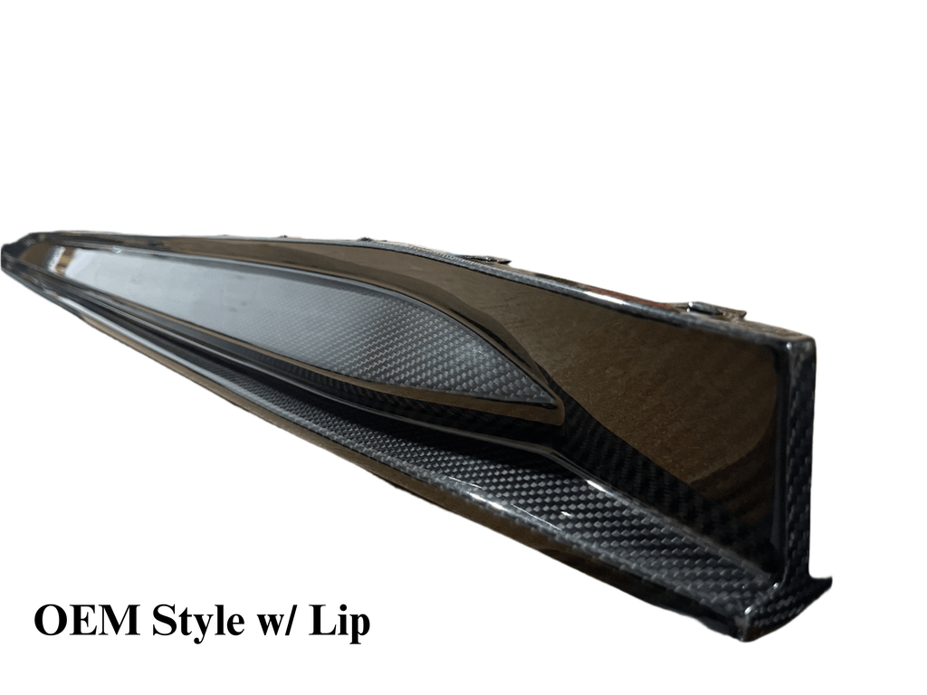 Kies Motorsports — rear angle view of Kies Carbon 2020-2025 BMW M3 / M4 (G80 / G82 / G83) OEM Style Dry Carbon Fiber Side Skirt Extensions
