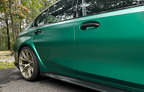 Kies Motorsports — front angle view of Kies Carbon 2020-2025 BMW M3 / M4 (G80 / G82 / G83) OEM Style Dry Carbon Fiber Side Skirt Extensions