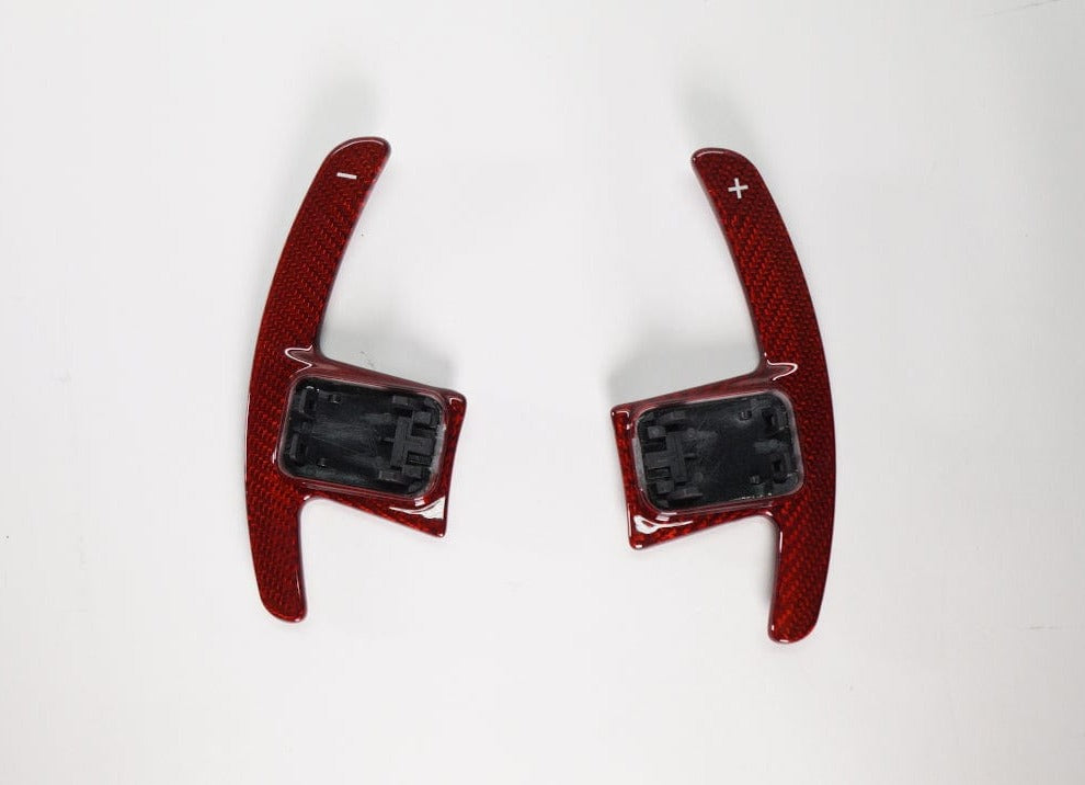 Kies Motorsports — rear angle view of Kies Carbon Full Carbon Fiber Paddle Shifter Extensions for BMW G20 and Toyota A90
