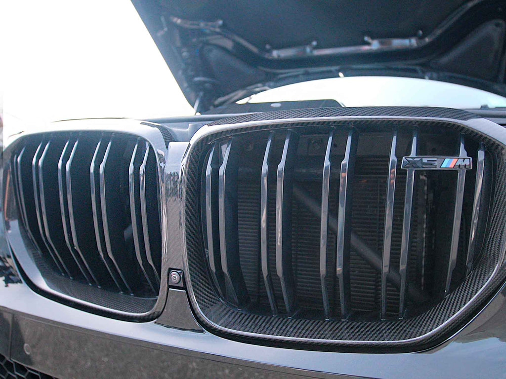 Kies Motorsports — close-up detail of X5M F95 Double Slatted Carbon Fiber Kidney Grilles