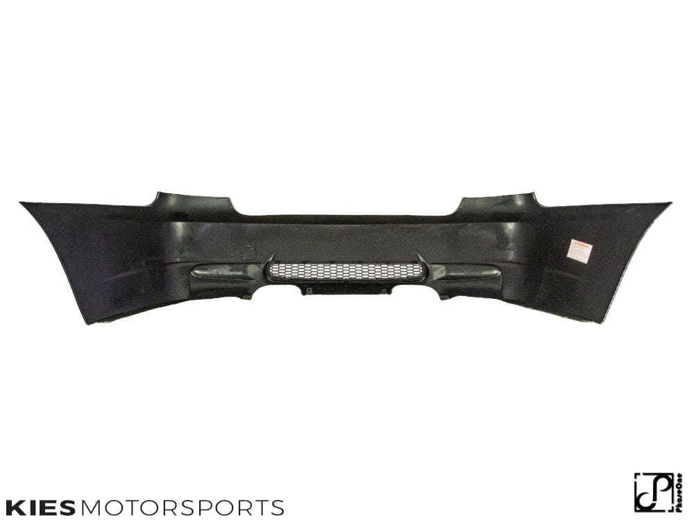 Kies Motorsports — installed on-vehicle shot of Kies Motorsports 2006-2011 BMW 3 Series (E90) "M3 Style" Rear Bumper Conversion