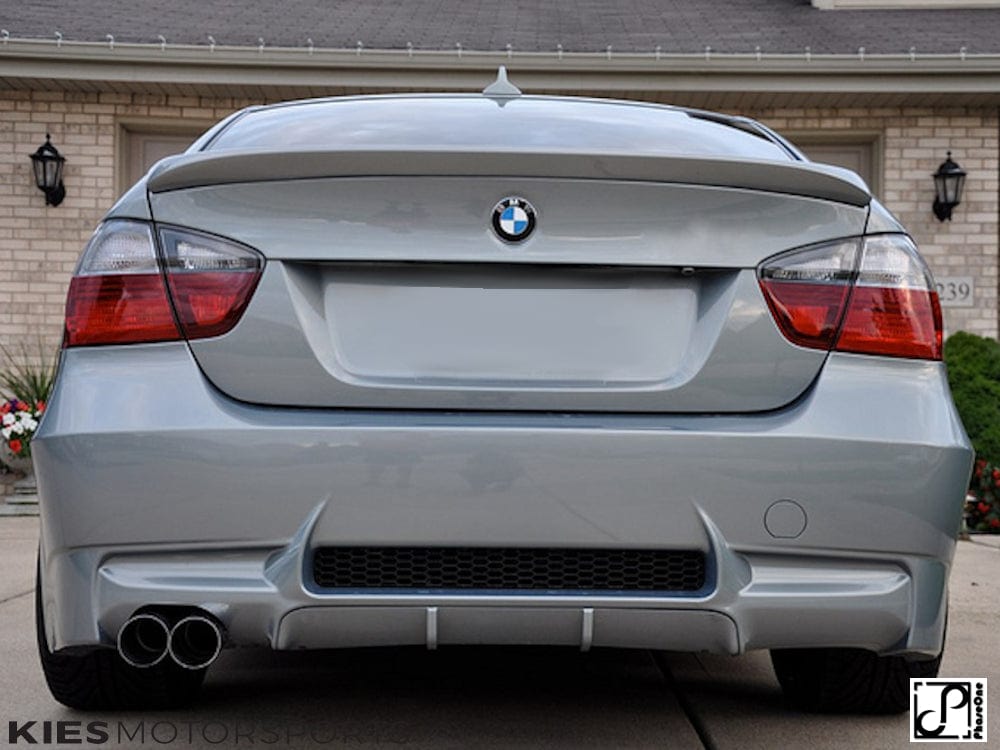 Kies Motorsports — rear angle view of Kies Motorsports 2006-2011 BMW 3 Series (E90) "M3 Style" Rear Bumper Conversion