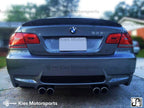Kies Motorsports — rear angle view of 2007-2012 BMW 3 Series (E92 / E93) "M3 Style" Rear Bumper Conversion w/o PDC