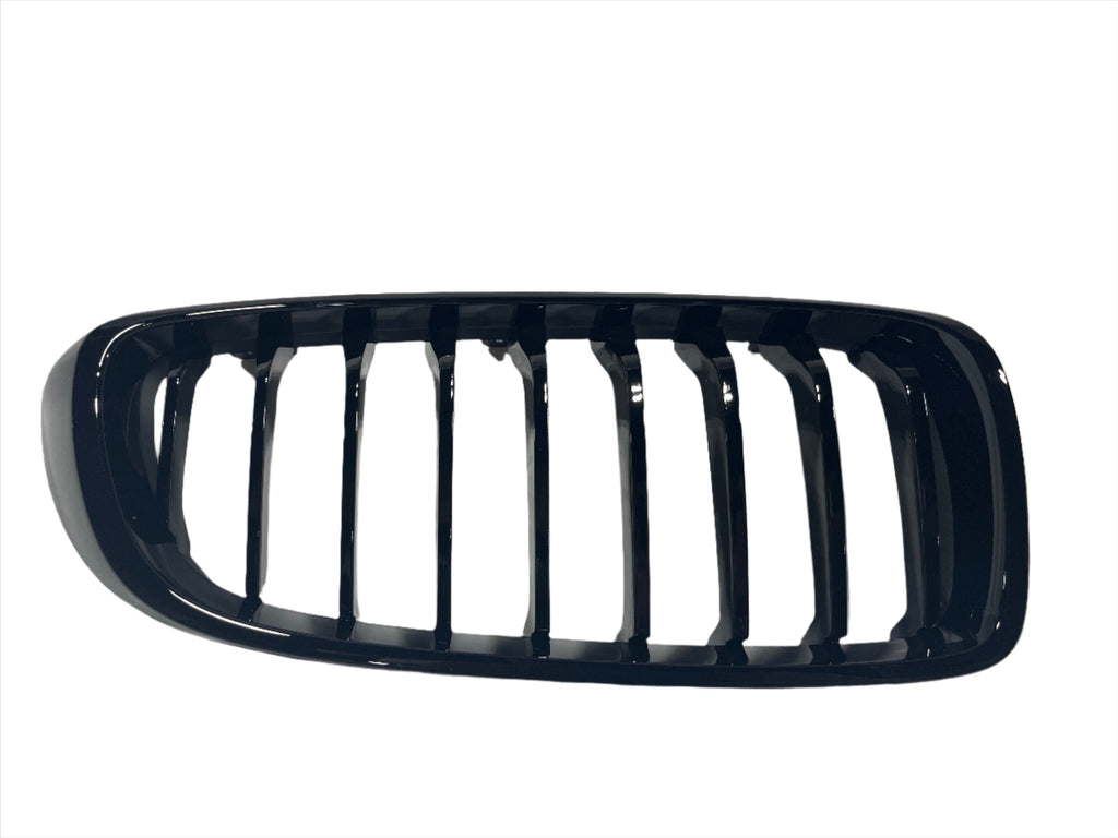 Kies Motorsports — close-up detail of 2014-2020 BMW 4 Series (F32 / F33 / F36) M4 Style Gloss Black Single Slat Kidney Grilles - Also Fits OEM F82 M4 & F80 M3