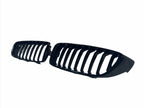 Kies Motorsports — front angle view of 2014-2020 BMW 4 Series (F32 / F33 / F36) M4 Style Gloss Black Single Slat Kidney Grilles - Also Fits OEM F82 M4 & F80 M3