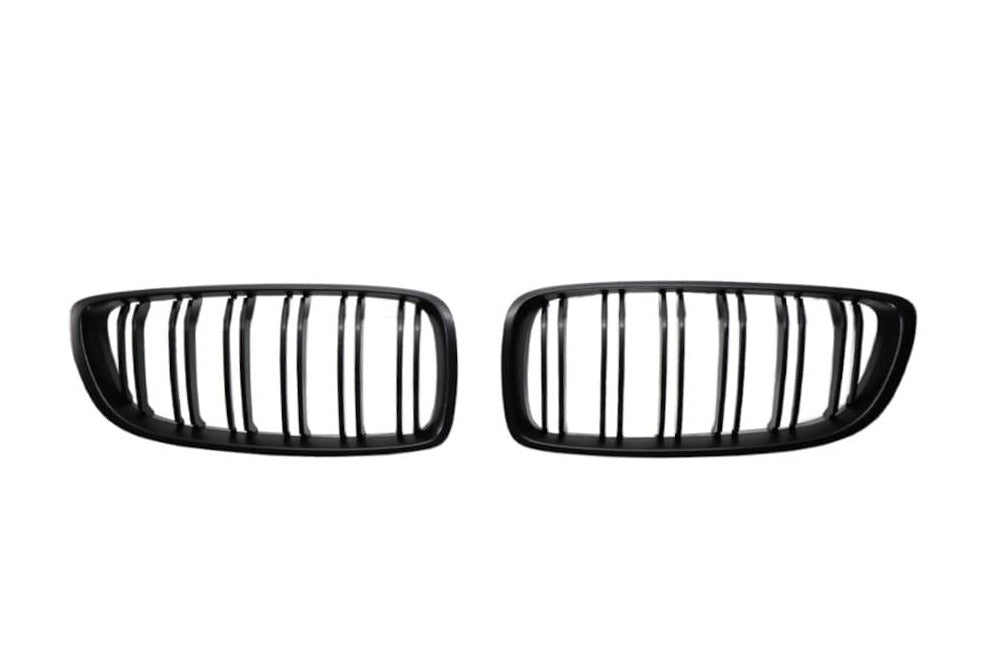 Kies Motorsports — installed on-vehicle shot of 2014+ BMW 4 Series (F32 / F33 / F36 / F80 / F82 / F83) M Inspired Dual Slat Kidney Grilles (Various Finishes)