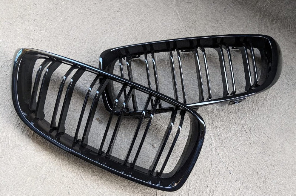 Kies Motorsports — front angle view of 2014+ BMW 4 Series (F32 / F33 / F36 / F80 / F82 / F83) M Inspired Dual Slat Kidney Grilles (Various Finishes)