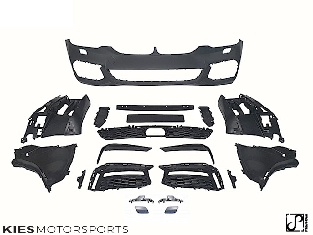 Kies Motorsports — front angle view of 2017-2020 BMW 5 Series (G30 / G31) Pre-LCI M Sport Style Front Bumper Conversion Main image