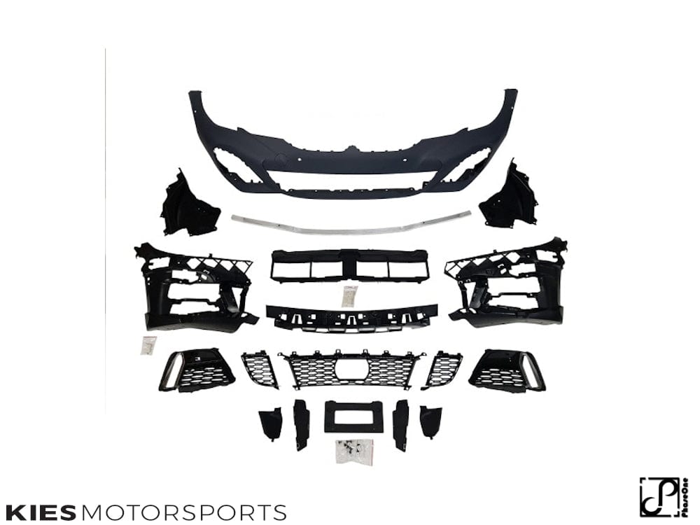 Kies Motorsports — packaging/product overview of 2019-2022 BMW G20 3 Series M340 /  M Sport Style Front Bumper Conversion (Pre-LCI Only) with 4 PDC