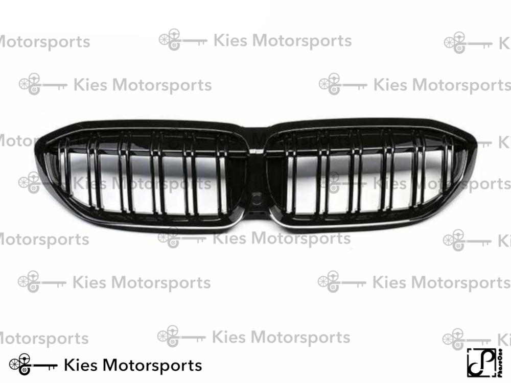 Kies-Motorsports Kies Motorsports 2019-2022 BMW G20 3 Series NO-CAMERA Dual Slat Kidney Grilles (Gloss Black)
