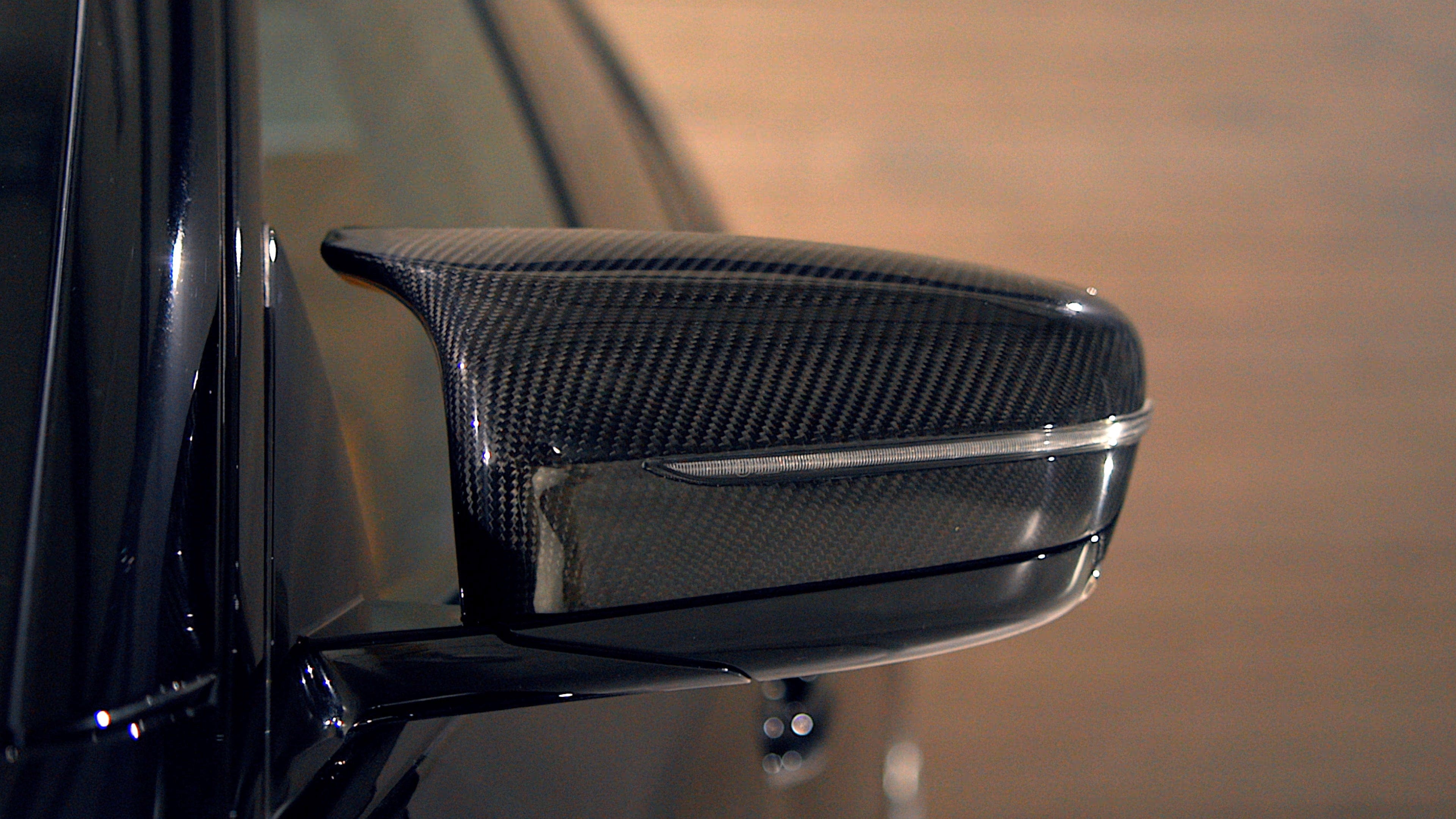 Kies Motorsports — front angle view of BMW F90 M5 & M8 Carbon Fiber Mirror Cap Set Main image