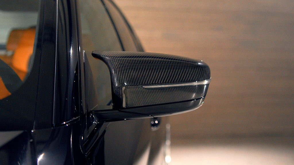 Kies Motorsports — detailed texture shot of BMW F90 M5 & M8 Carbon Fiber Mirror Cap Set