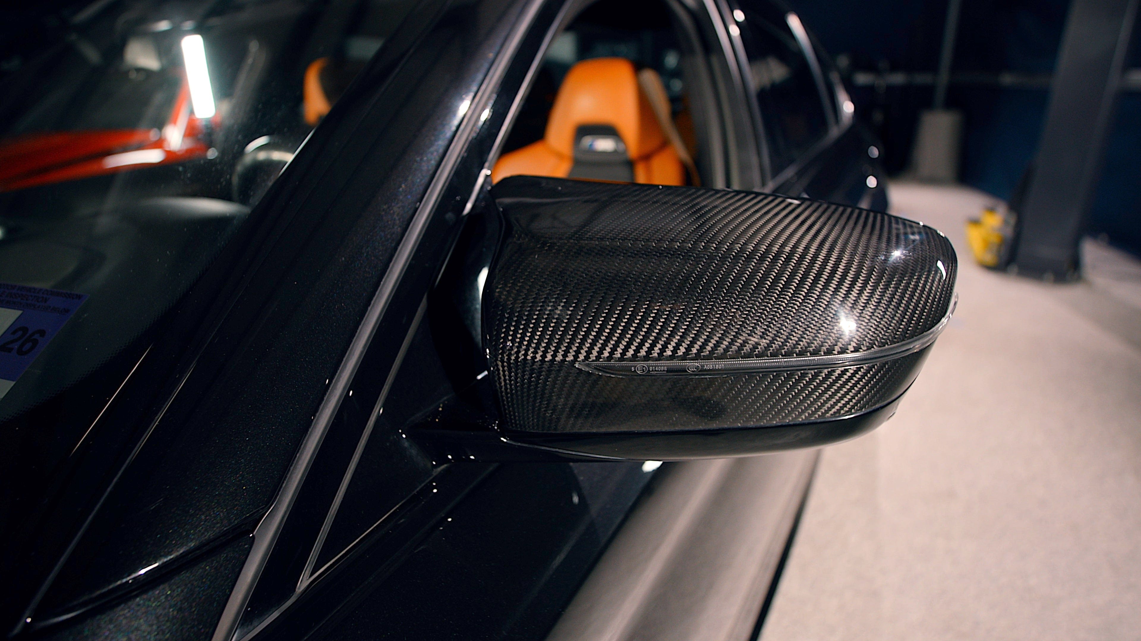 Kies Motorsports — alternate angle of BMW F90 M5 & M8 Carbon Fiber Mirror Cap Set