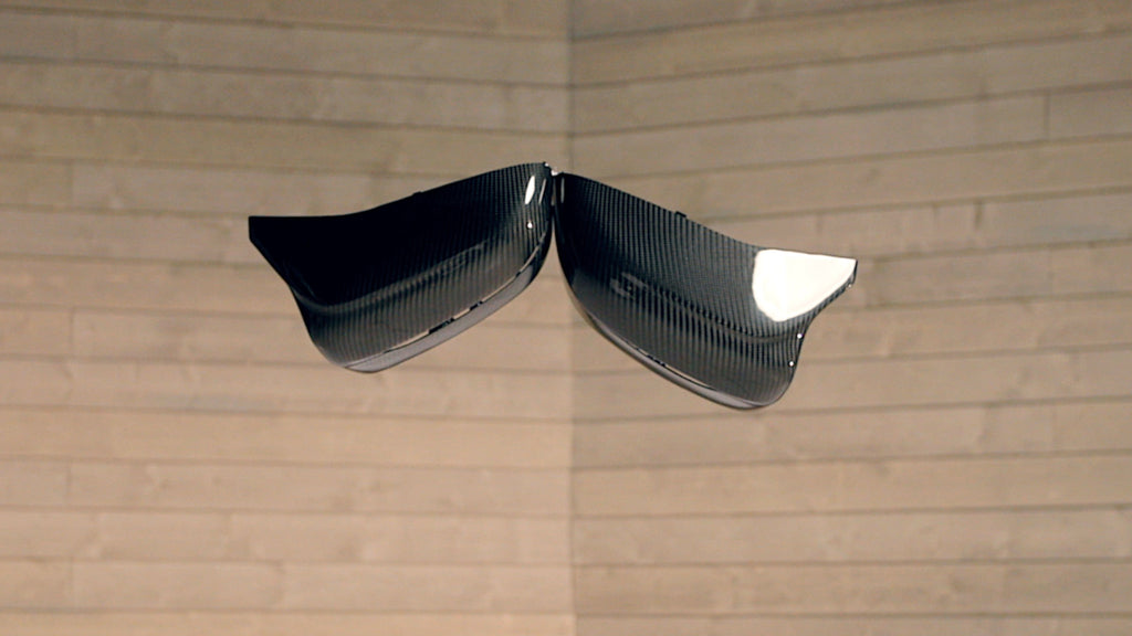 Kies Motorsports — rear angle view of BMW F90 M5 & M8 Carbon Fiber Mirror Cap Set