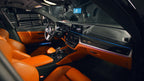 Kies Motorsports — rear angle view of BMW F90 M5 Pre-LCI Carbon Fiber Interior Trim Overlay Kit
