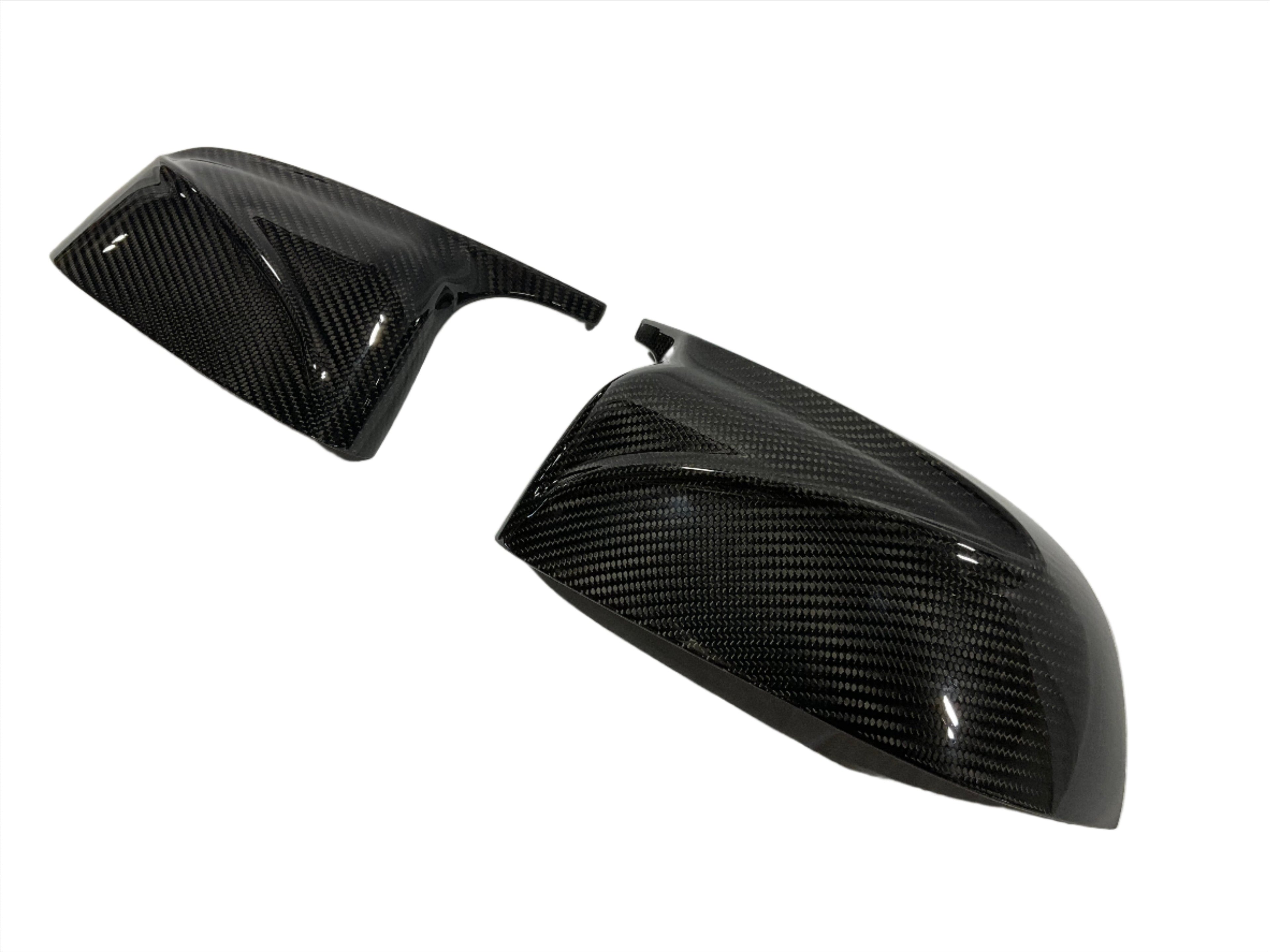 Kies Motorsports — BMW G01 G02 G05 G06 G07 dry carbon fiber mirror cover, close-up detail of finish and mounting points, G01 G02 G05 G06 G07