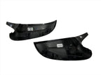 Kies Motorsports — BMW G01 G02 G05 G06 G07 dry carbon fiber mirror cover, installed on vehicle, rear three-quarter view, G01 G02 G05 G06 G07