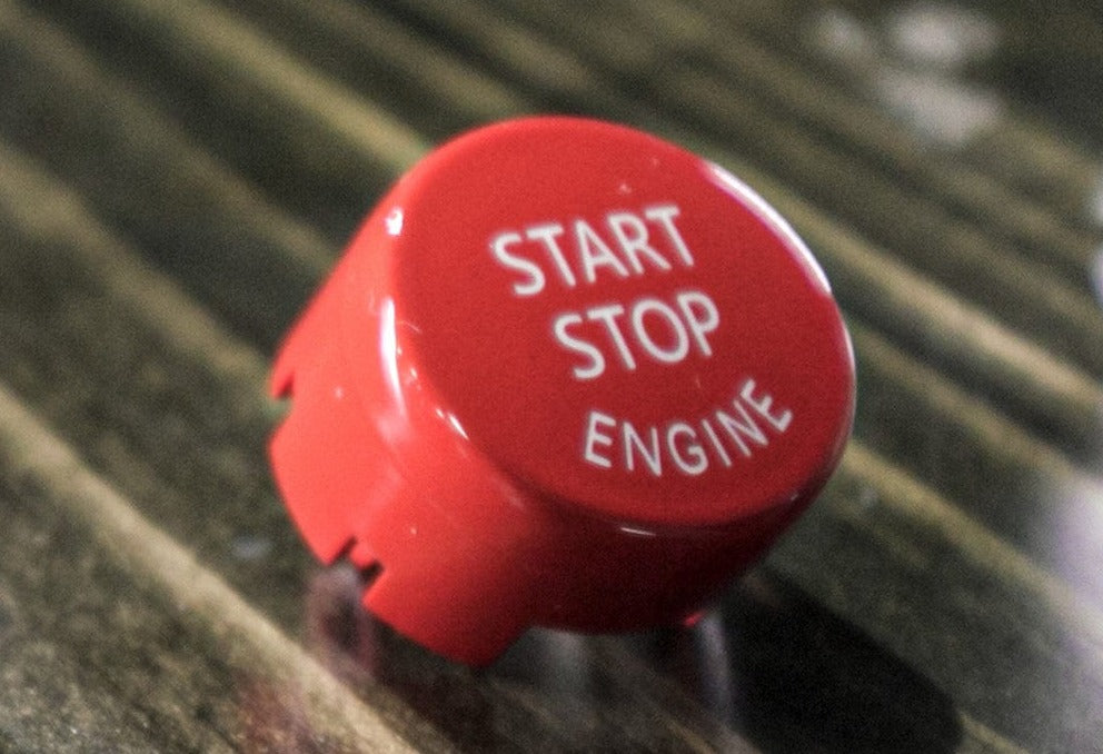 Kies Motorsports — installed on-vehicle shot of Colored Start Stop Buttons for BMW E & F Chassis Vehicle (Various Colors) - BMW E / F Series