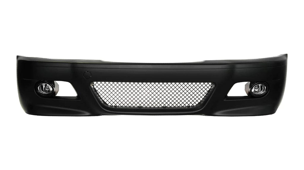 Kies Motorsports — rear angle view of Kies Motorsports 2000-2006 BMW E46 "M3 Style" Front Bumper Coupe Convert