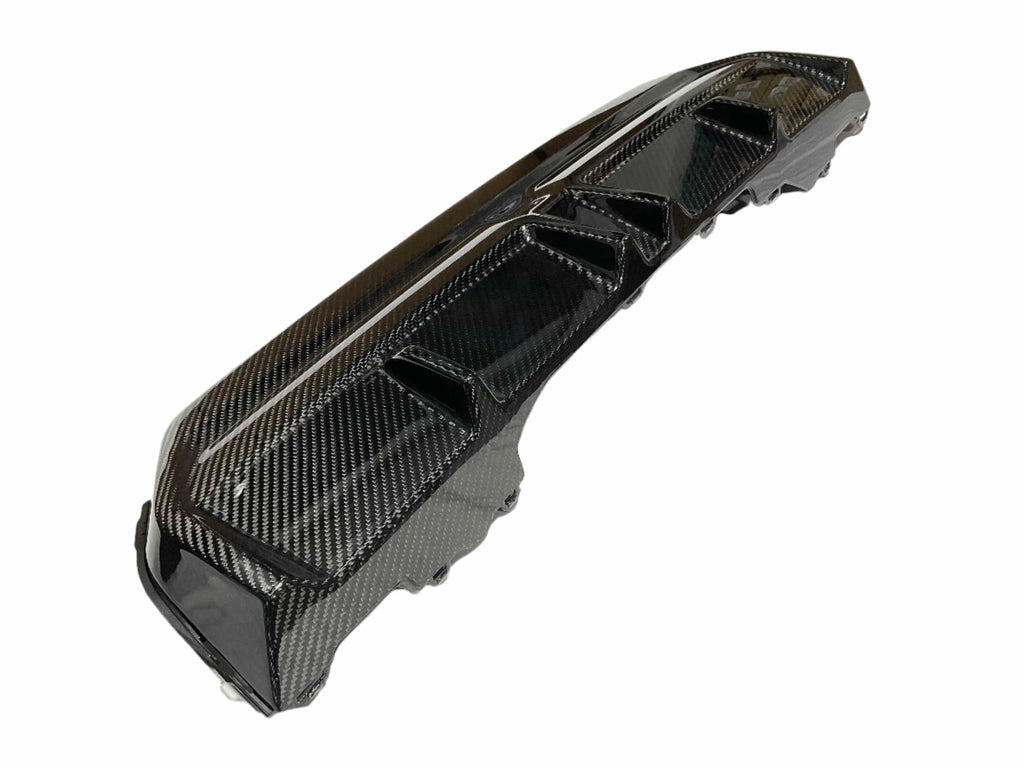 Kies Motorsports — close-up detail of Kies BMW G42 M240i Dry Carbon Fiber Modern Performance Style Rear Diffuser