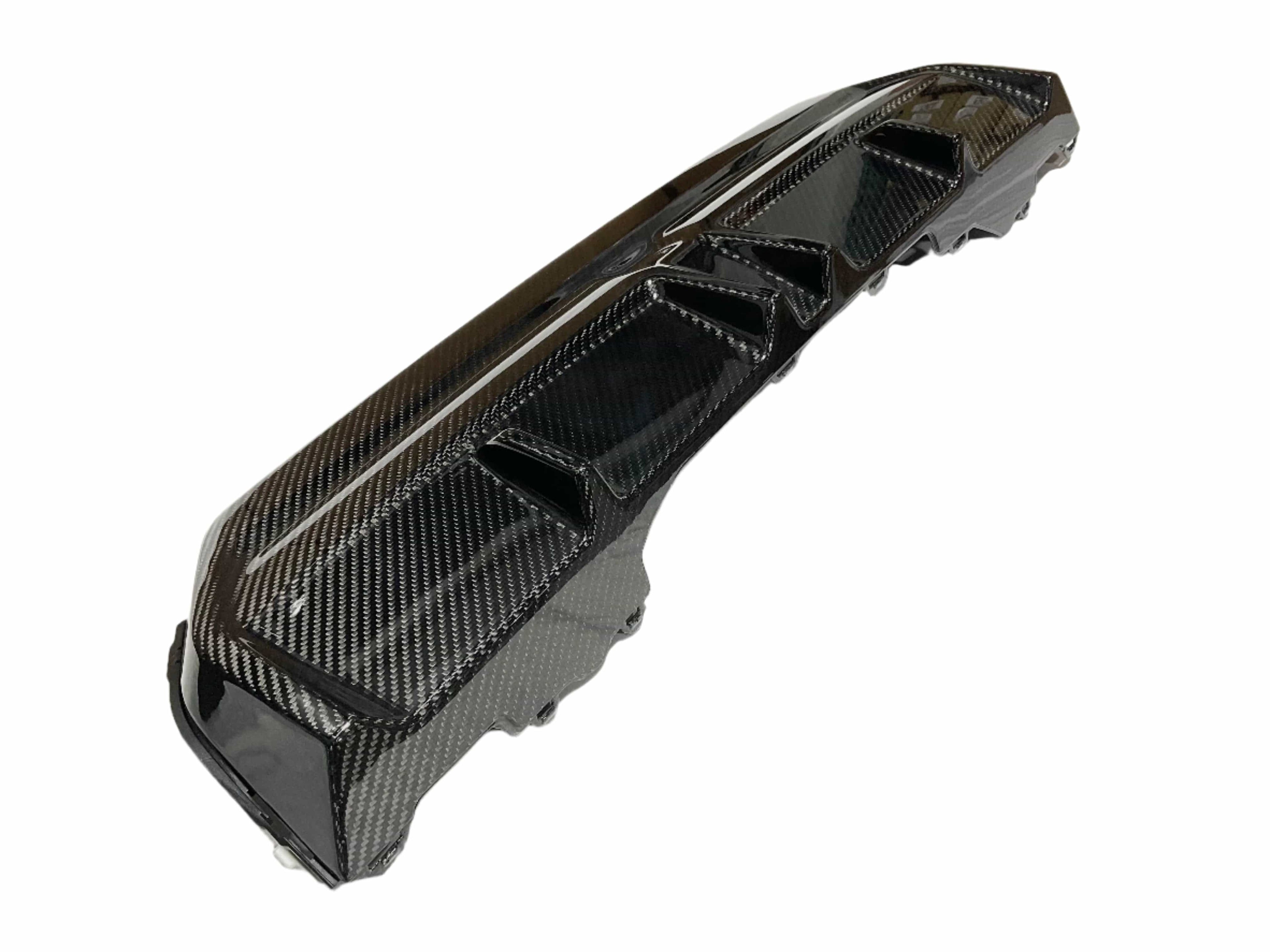 Kies Motorsports — close-up detail of Kies BMW G42 M240i Dry Carbon Fiber Modern Performance Style Rear Diffuser
