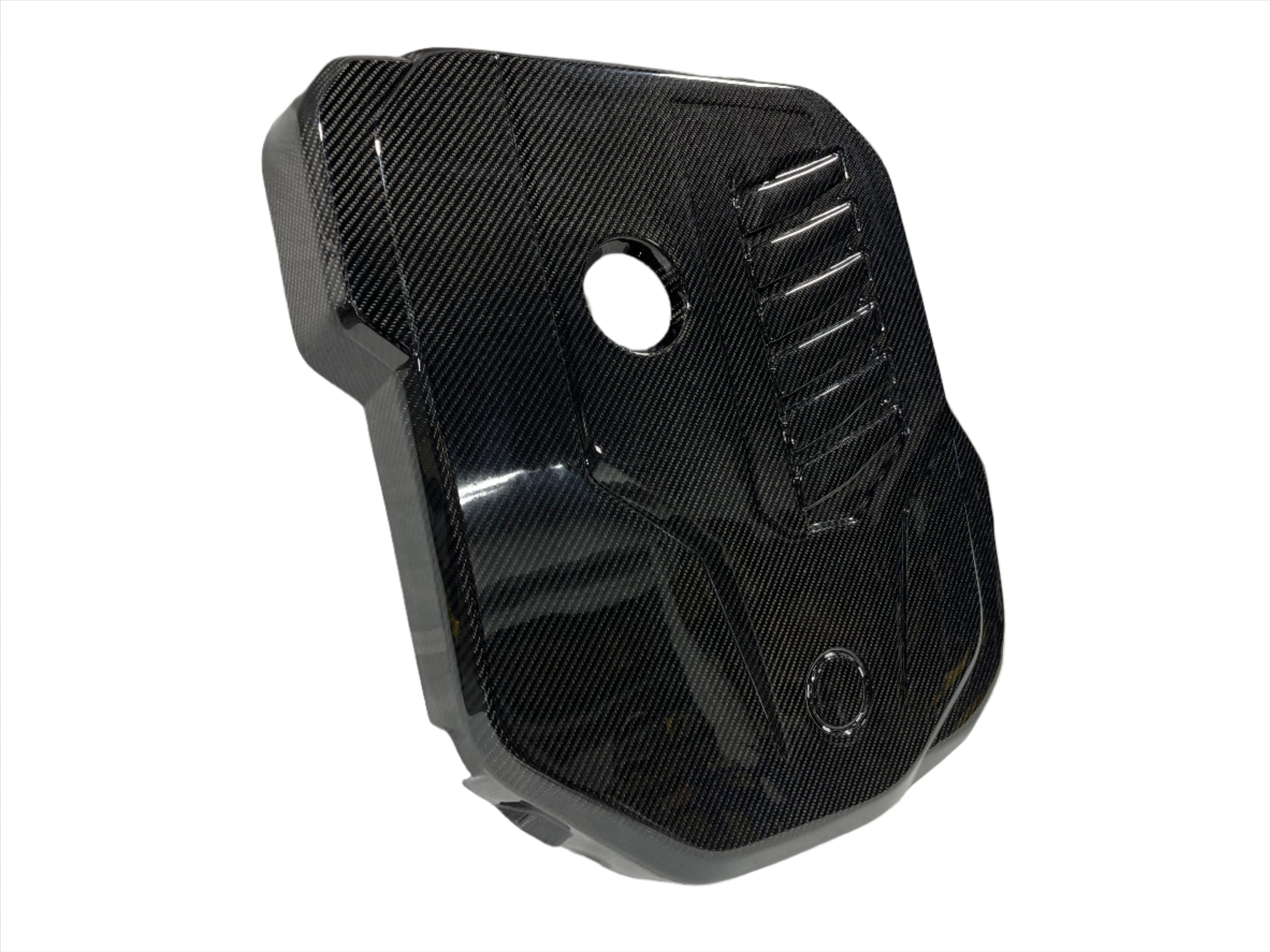 Kies Motorsports — close-up detail of Kies Carbon B58 Dry Carbon Fiber Engine Cover