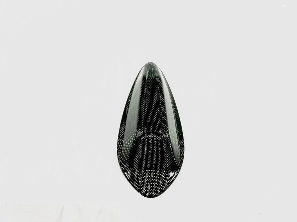 Kies Motorsports — Kies Carbon 1x1 weave antenna cover profile view showing low-profile fit on roof line