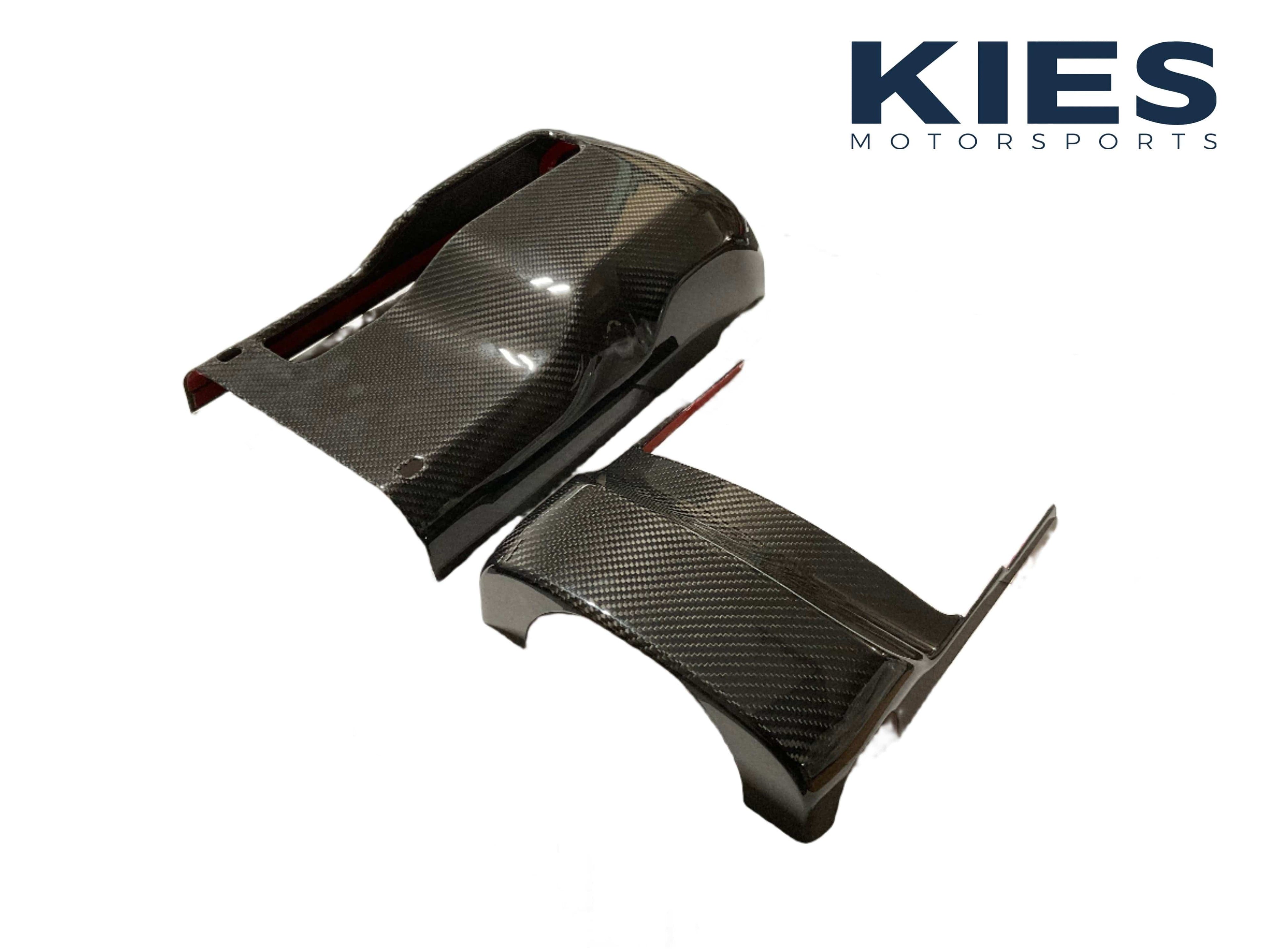 Kies Motorsports — close-up detail of Kies Carbon BMW G80/81/82/83 Dry Carbon Fiber Steering Column Cover