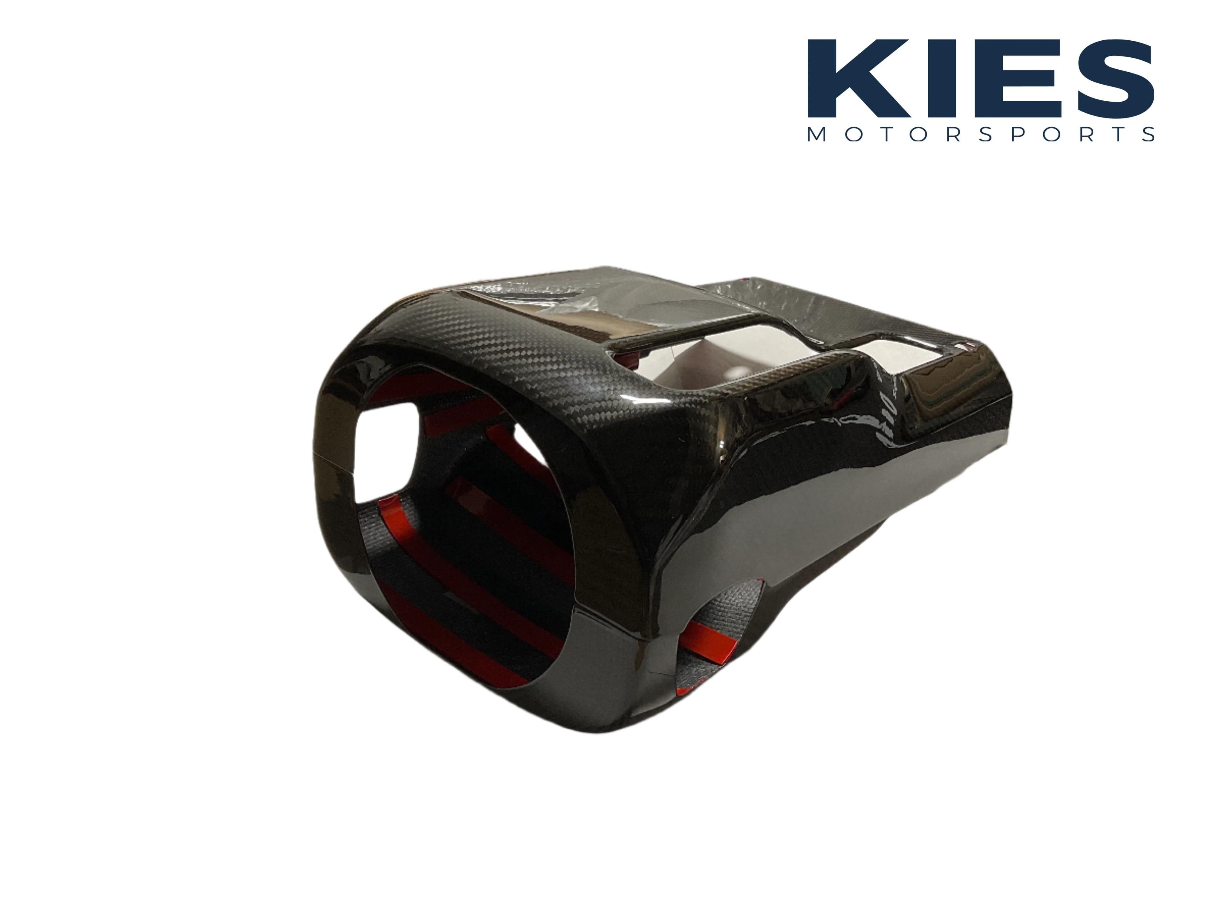 Kies Motorsports — front angle view of Kies Carbon BMW G80/81/82/83 Dry Carbon Fiber Steering Column Cover Main image