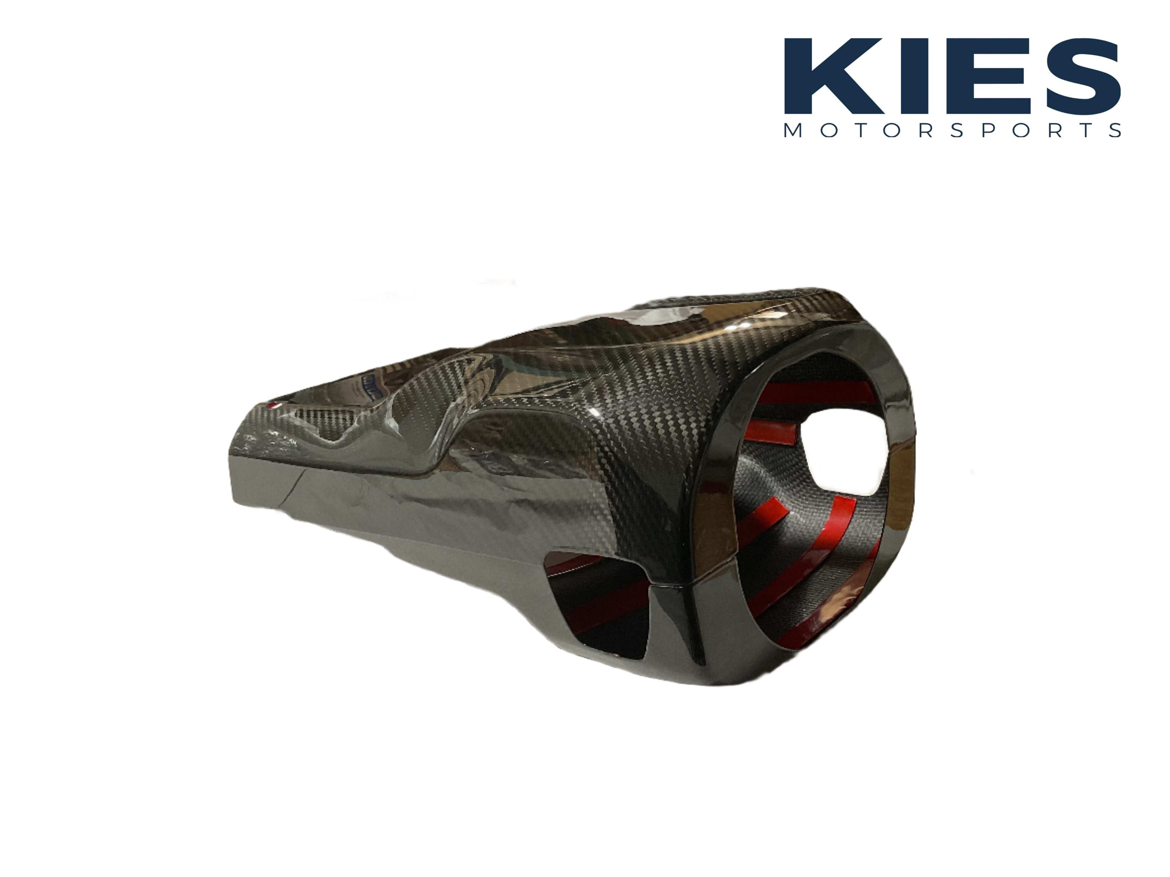 Kies Motorsports — rear angle view of Kies Carbon BMW G80/81/82/83 Dry Carbon Fiber Steering Column Cover