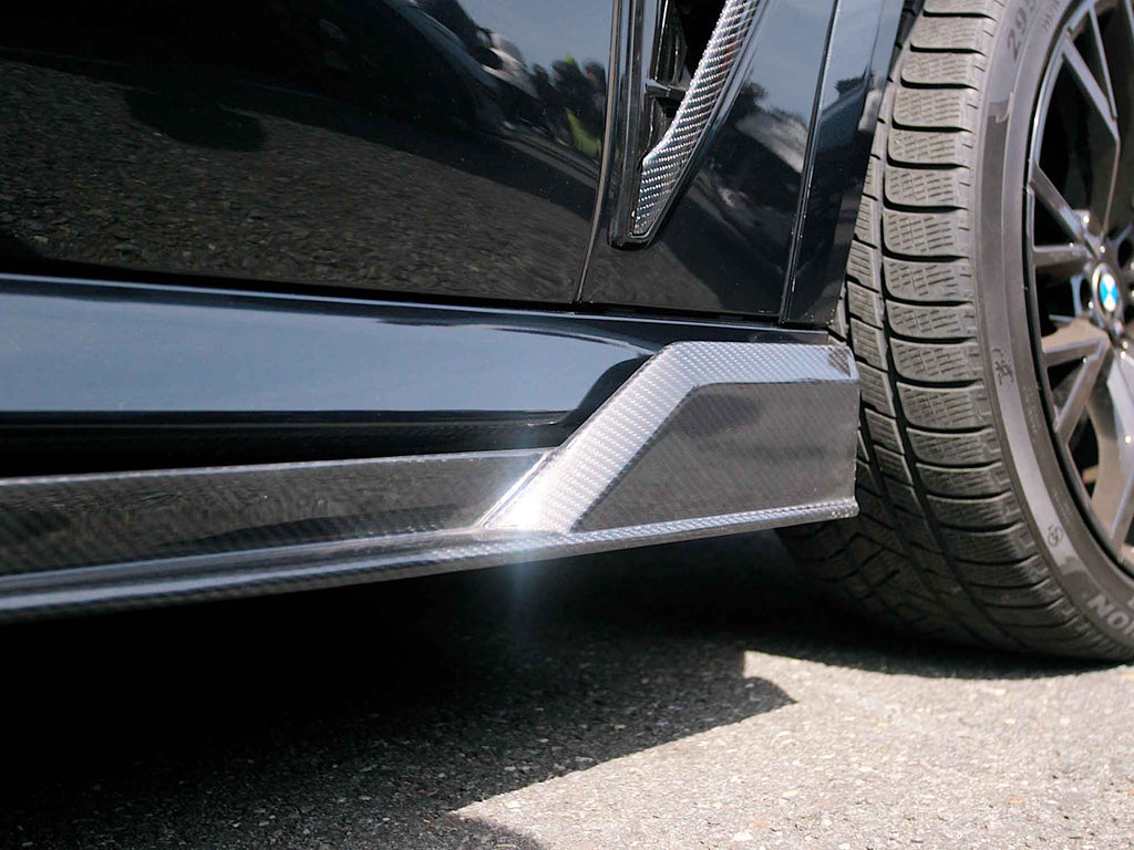 Kies Motorsports — front angle view of Kies Carbon F95 X5M Dry Carbon Fiber Side Skirt