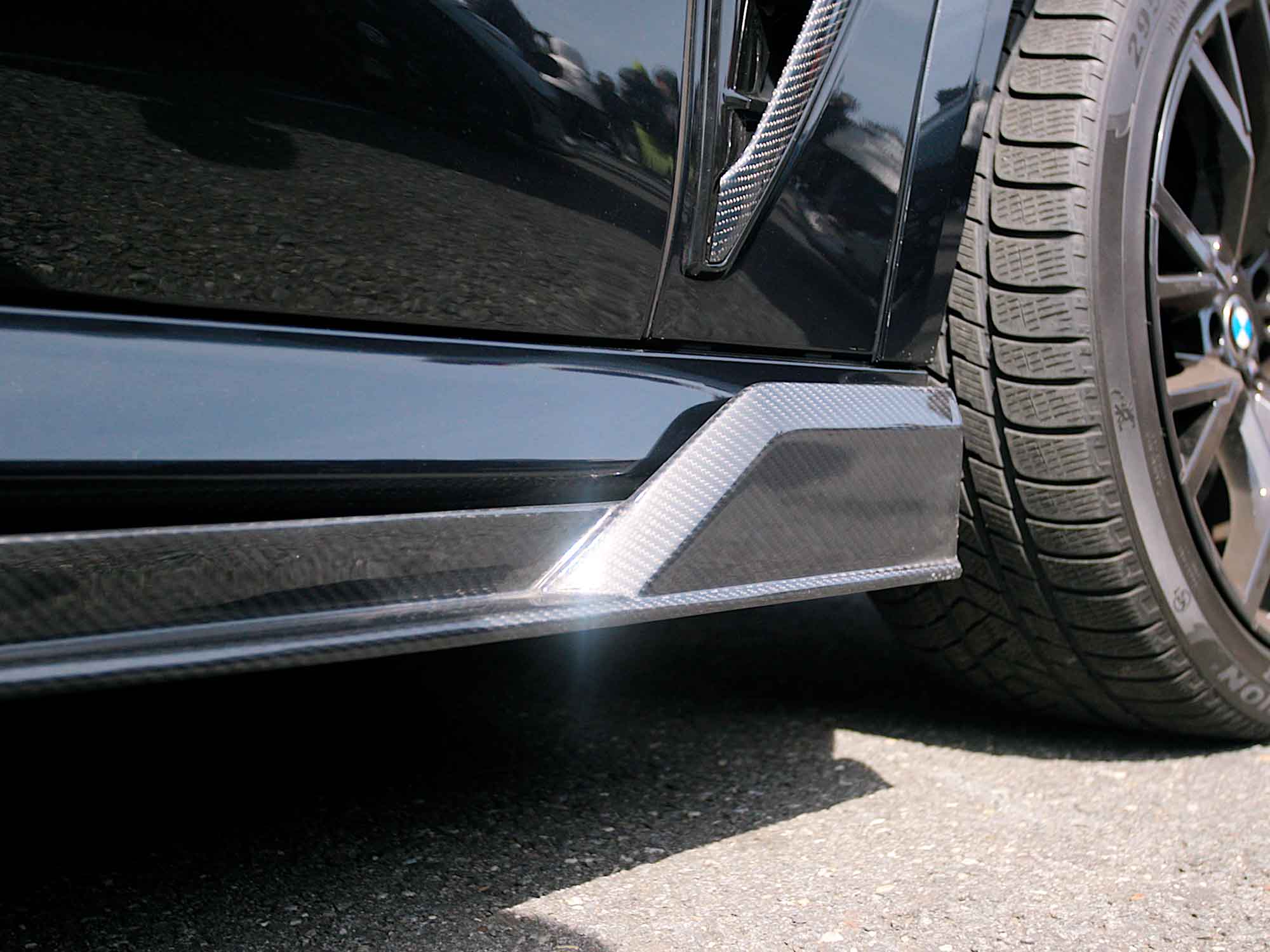 Kies Motorsports — front angle view of Kies Carbon F95 X5M Dry Carbon Fiber Side Skirt