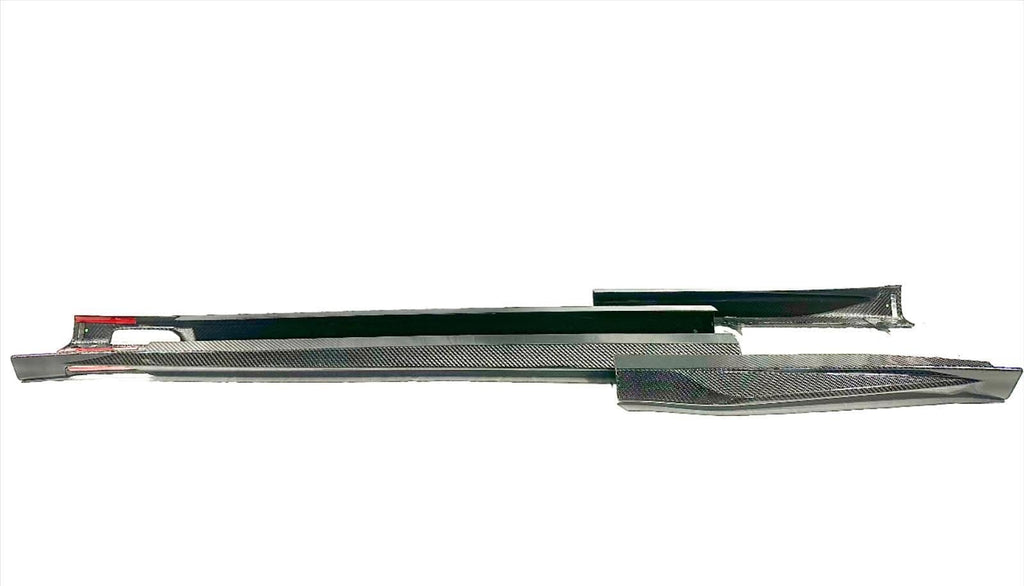 Kies Motorsports — front angle view of Kies Carbon F97 X3M Dry Carbon Fiber S-Style Side Skirt Extensions