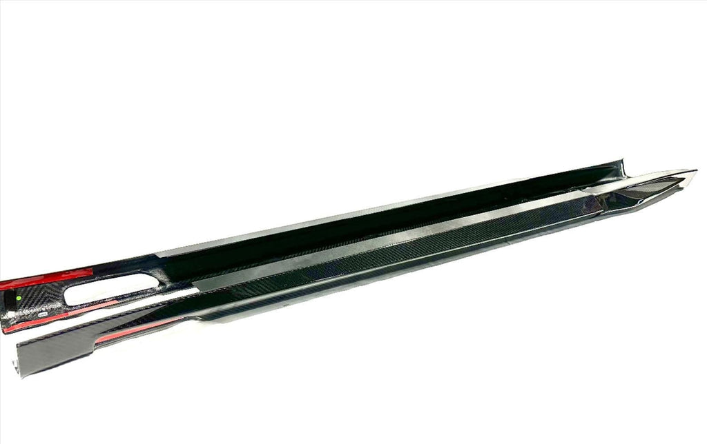 Kies Motorsports — installed on-vehicle shot of Kies Carbon F97 X3M Dry Carbon Fiber S-Style Side Skirt Extensions