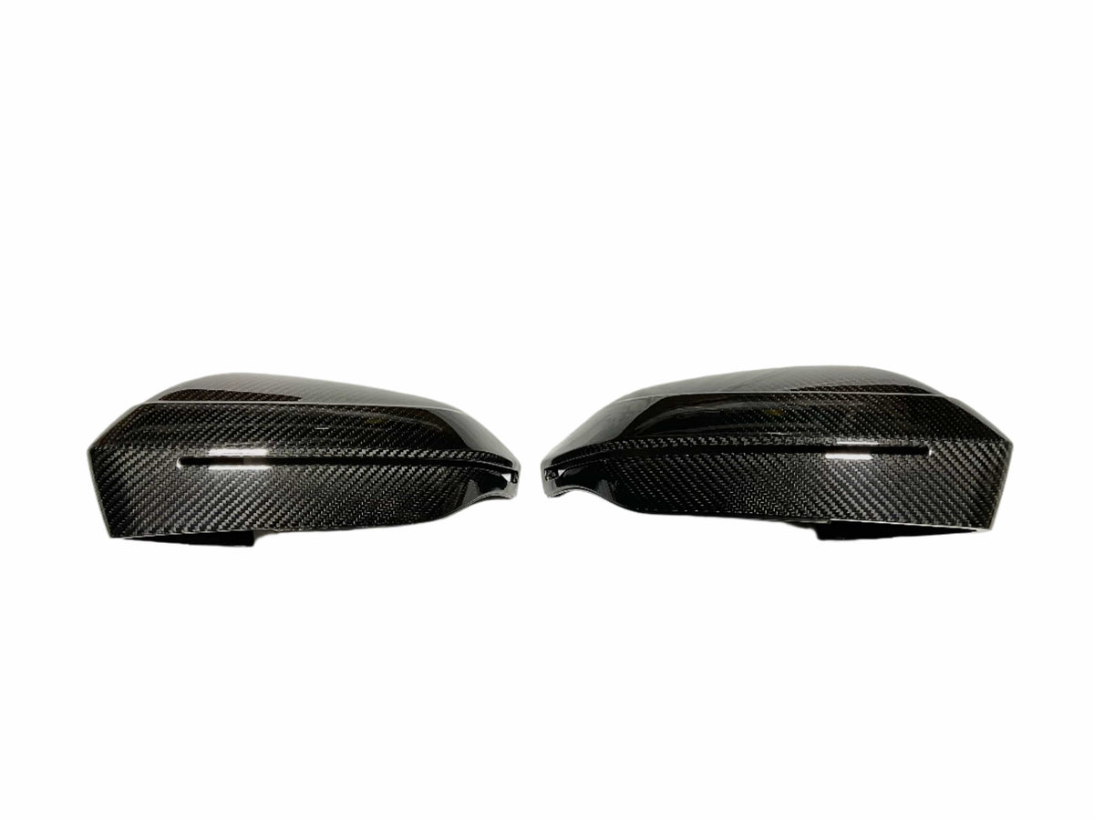 Kies Motorsports — front angle view of Kies Carbon Fiber Mirror Caps for BMW G90 M5 Main image